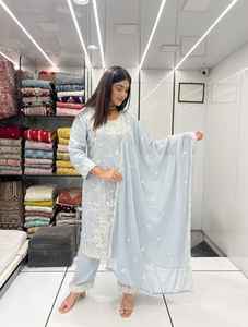 Traje de pantalón paquistaní de Georgette pesado de diseñador más vendido, nueva ropa de fiesta de verano, ropa India Salwar Kameez, proveedor de adultos - Product Image 2