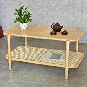 Scandinavian Design 2-Tier Ash Wood <b>Coffee</b> <b>Table</b> Convertible Rectangular 100x50x52cm Durable for Indoor Use Living Room <b>Table</b> - Product Image 3