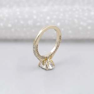 IGI Certified Lab Grown Round <b>Diamond</b> Engagement <b>Ring</b> Yellow Gold with Pave Band Oval Cut Beautiful <b>Diamond</b> <b>Rings</b> - Product Image 5