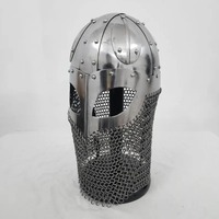 Casque de Viking médiéval Armure de combat en acier au carbone 1095 et cotte de mailles Saint Valentin historique