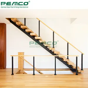 Original Factory Mono Stringer Stairs Loft Stair Indoor Floating Stair Well Designed Straight Steel Staircase