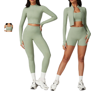 Conjunto de Yoga de Dos Piezas de Alta Calidad para Mujer, Talla Grande, Secado Rápido, Elástico en Cuatro Direcciones, Transpirable, Ligero y Sin Costuras - Product Image 2