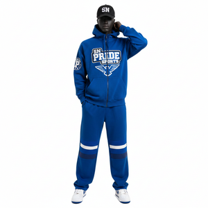 Survêtements d'hiver à capuche décontractés de qualité supérieure, écologiques, en molleton technique de coton respirant, couleur unie, avec logo personnalisé 2026 - Product Image 1