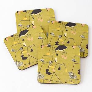 Wood Coaters Multi Color with Printed Tea Cup Serving Coasters 4 Pieces Set Hot Selling Home and Kitchen Kitchen Supplies - Product Image 3