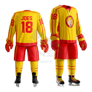 ออกแบบชุดยูนิฟอร์มฮอกกี้น้ำแข็งตามสั่ง ออกแบบโลโก้และหมายเลขของคุณเอง ผ้าโพลีเอสเตอร์ 100% คุณภาพสูง กันลม เป็นมิตรกับสิ่งแวดล้อม ชุดเสื้อและกางเกงขาสั้น - Product Image 2