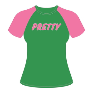 Camiseta de Manga Raglán Verde para Mujer, Ropa de Hermandad Griega, Estilo Universitario Rosa y Verde, Elegante Ropa Griega - Product Image 1