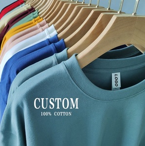 100% Cotton Knitted Oversized Men's O Neck T-Shirts Custom <b>Logo</b> Blank Design Wholesale - Product Image 6