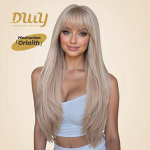 Orlaith-DWY 26-Inch MiraScalp Layered Straight Blonde <b>Wig</b> High Temperature Fiber Lace Front Synthetic <b>Wig</b> 30-Inch Transparent - Product Image 1