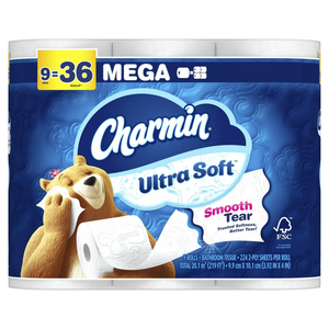 Pour le papier toilette Charmin Ultra Soft 9 Mega Rolls Caractéristique lavable forte et jetable - Product Image 3