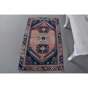 Alfombra Pequeña Vintage de 2.2x4.4 pies, Alfombra Persa Azul Turca - Product Image 1