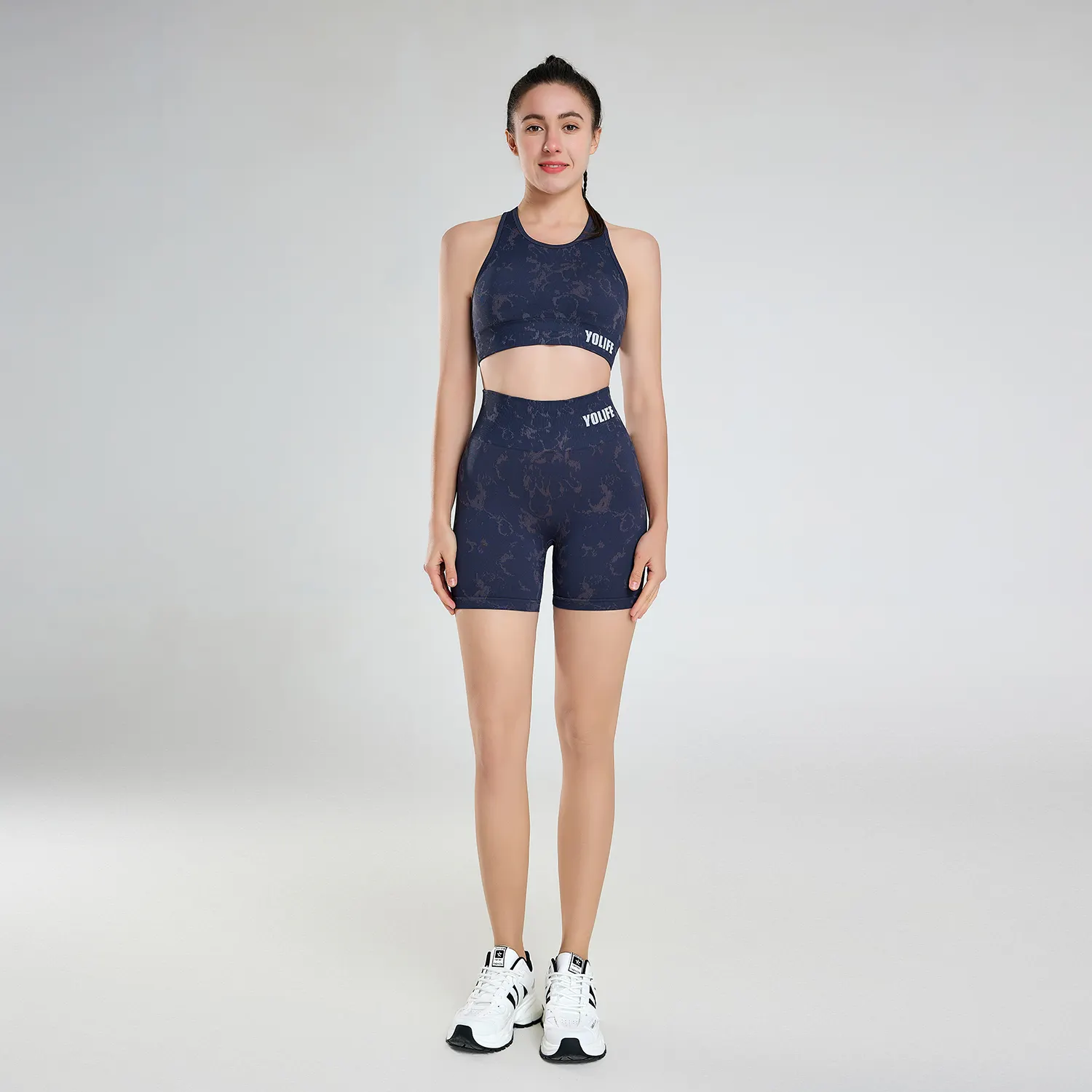 Женский тренировочный комплект из 2 предметов, бесшовная одежда для йоги, шорты и укороченный топ, комплект спортивной одежды для спортзала