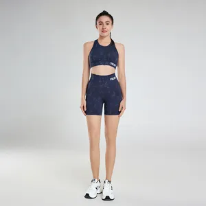 여성 운동 세트 2 조각 원활한 요가 의상 반바지와 자르기 탑 매칭 체육관 운동복 세트