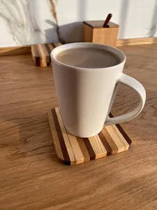 Handcrafted Wooden <b>Walnut</b> Coaster Set Decorative Drink Coasters for Home Decor Unique Wood Coasters <b>Table</b> Protection - Product Image 2