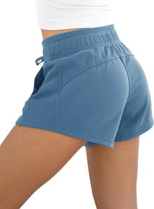 Pantalones cortos informales de verano de secado rápido de cintura alta para mujer hechos en fábrica, pantalones cortos deportivos para gimnasio, Yoga, ropa deportiva con bolsillos - Product Image 4