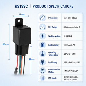 Localizador GPS KS199C 4G con Corte Remoto de Combustible, Antirrobo, Relé Oculto, Rastreador de Vehículos en Tiempo Real GPS BeiDou LBS para Moto - Product Image 2