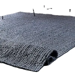 Indoor Outdoor Use Jute rugs black grey gray white natural with border jute rugs on carpet in loop pile