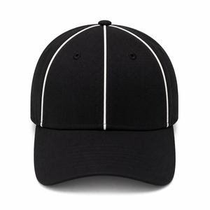 Casquette d'arbitre unisexe noire avec bordure blanche, six panneaux, visière incurvée, casquette de baseball pour officiels sportifs, logo personnalisé, couvre-chef de performance - Product Image 1