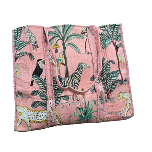 Bolsa de Mano Acolchada de Algodón con Estampado Artesanal para Mujer, Bolsa de Compras Hecha a Mano, Bolsa de Hombro Acolchada - Product Image 1