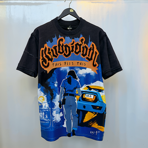 Qualité d'origine 100% coton Street Wear surdimensionné goutte épaule hommes à manches courtes Vintage imprimé t-shirt pour hommes - Product Image 1