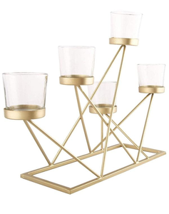 เชิงเทียนที่ไม่ซ้ำกันกับ5แก้วสีทองหรือหลายสีที่กำหนดขนาดสำหรับงานแต่งงานบ้านและการตกแต่งเทศกาล - Product Image 3