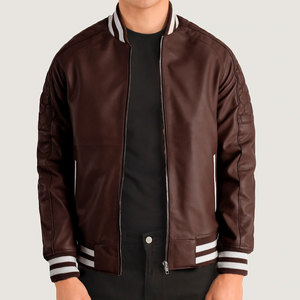 Hombres, s nuevo estilo Slim Fit College Casual hombres Stand Collar béisbol Varsity chaqueta de cuero de calidad personalizada Letterman - Product Image 2