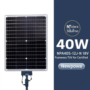 Panneau solaire monocristallin Newpowa 40W 10BB Cellules NPA40S-12J-N 18V sans cadre certifié TUV - Product Image 2