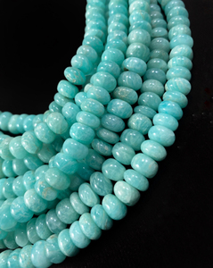 Amazonite Smooth Rondelle <b>Beads</b> 6-8 mm Amazonite <b>Beads</b> 8 Inch/ 16 Inch Full Strand DIY Jewellery Making Necklace <b>Bracelet</b> <b>Beads</b> - Product Image 1