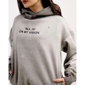 Sudadera con capucha de invierno 100% algodón French Terry, estilo streetwear desgastado 'Washed All in on My Vision' con cremallera, etiqueta personalizada, talla XXS - Product Image 3