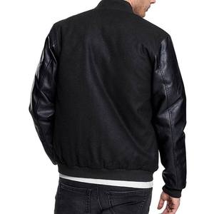 Veste de sport athlétique à la mode, style équipe sportive, corps en mélange de laine, manches en cuir, idéale pour les événements et le streetwear décontracté - Product Image 3