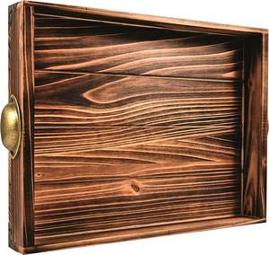 Bandeja de madera de nuevo diseño para servir postres de desayuno de madera oscura, bandeja para servir té y café, utensilios de cocina de granja para el hogar, bandeja decorativa - Product Image 5