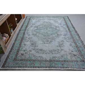 พรมตุรกี ขนาด 6x8.6 ฟุต ลายพรางสีน้ำเงิน ทำจากขนสัตว์ - Product Image 1