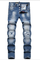 Jean en denim Y2K délavé surdimensionné de haute qualité, tendance et stylé, unisexe, style Hip Hop, avec lettres brodées et boutons, vente en gros