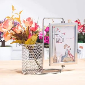 Fabulous Look Silver Finished Metal & Glass Photo <b>Frame</b> for Home Living Room Tabletop Decoration <b>Picture</b> <b>Frame</b> - Product Image 3