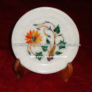 Plaque Antique incrustée de pierre de marbre - Product Image 1