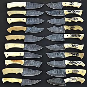 Lote de 20 Piezas de Cuchillos Skinner de Acero de Damasco de 8 Pulgadas, Hermosos, con Mango de Hueso Grabado, Hechos a Mano, Incluye Funda de Cuero, OEM - Product Image 2