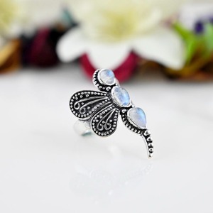 Anillo de Plata de Ley 925 para mujer de estilo bohemio, joyería de piedras preciosas de piedra lunar hecha a mano con chapado en rodio, regalo de boda para amor - Product Image 3