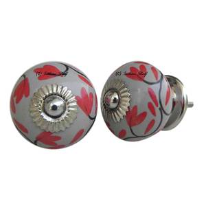 Boutons de meubles en céramique gris poignées de placard pour enfants rouge Amaryllis commode poignées de tiroir armoire de ferme 3.81 cm CK-294 - Product Image 1