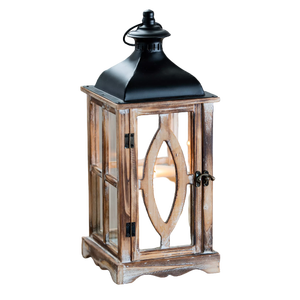 Classic Theme Lantern With Clear <b>Wood</b> <b>Polish</b> Finishing Square Shape Simple Design With Handle for Home Decoration - Product Image 1