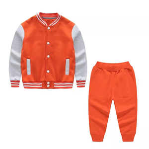 Ensemble survêtement pour enfants, veste en molleton à capuche solide, style varsity, jogging, deux pièces, garçons et filles, veste bomber, sweat-shirt, pantalon, survêtement - Product Image 5