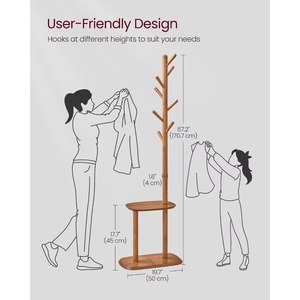 Wood and Metal <b>Coat</b> <b>Rack</b> Brass Finish - Product Image 6