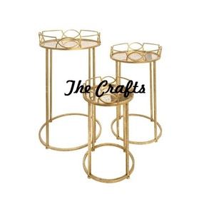 Bandeja de servicio de vidrio de diseño fabuloso en soporte de color dorado de hierro para accesorios de hotel y cocina bandeja decorativa - Product Image 5