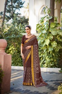 Sari en georgette pur Dhwaja Export avec bordure chati, provenant du Gujarat, pour femmes - Product Image 2