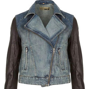 Chaqueta de motorista de mezclilla Vintage Vibes con estilo moderno, resistente, elegante, perfecta, chaqueta vaquera para motocicleta, capa superior para mujer, clásica - Product Image 1