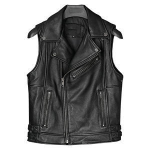 Chaleco de Cuero Genuino de Cordero para Hombre, Elegante, de Alta Calidad, Transpirable, para Uso en Invierno, Motociclista, Servicio OEM al por Mayor - Product Image 1