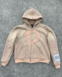 Sweat à capuche personnalisé pour homme, streetwear surdimensionné, coupe ample, sweat à capuche en polaire, hip hop, fermeture éclair intégrale, veste avec logo P - Product Image 4