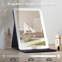 Espejo de Maquillaje LED Portátil Personalizado de Marca Privada MoonlitGlow, 1X, de Cuero PU, Recargable, Bajo MOQ, Listo para Venta Minorista