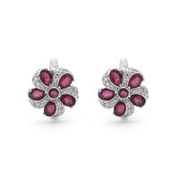 Merveilleux rubis naturel à facettes pierres précieuses Floral Designer bijoux fins 925 en argent Sterling forme ovale boucles d'oreilles en pierres précieuses pour les femmes