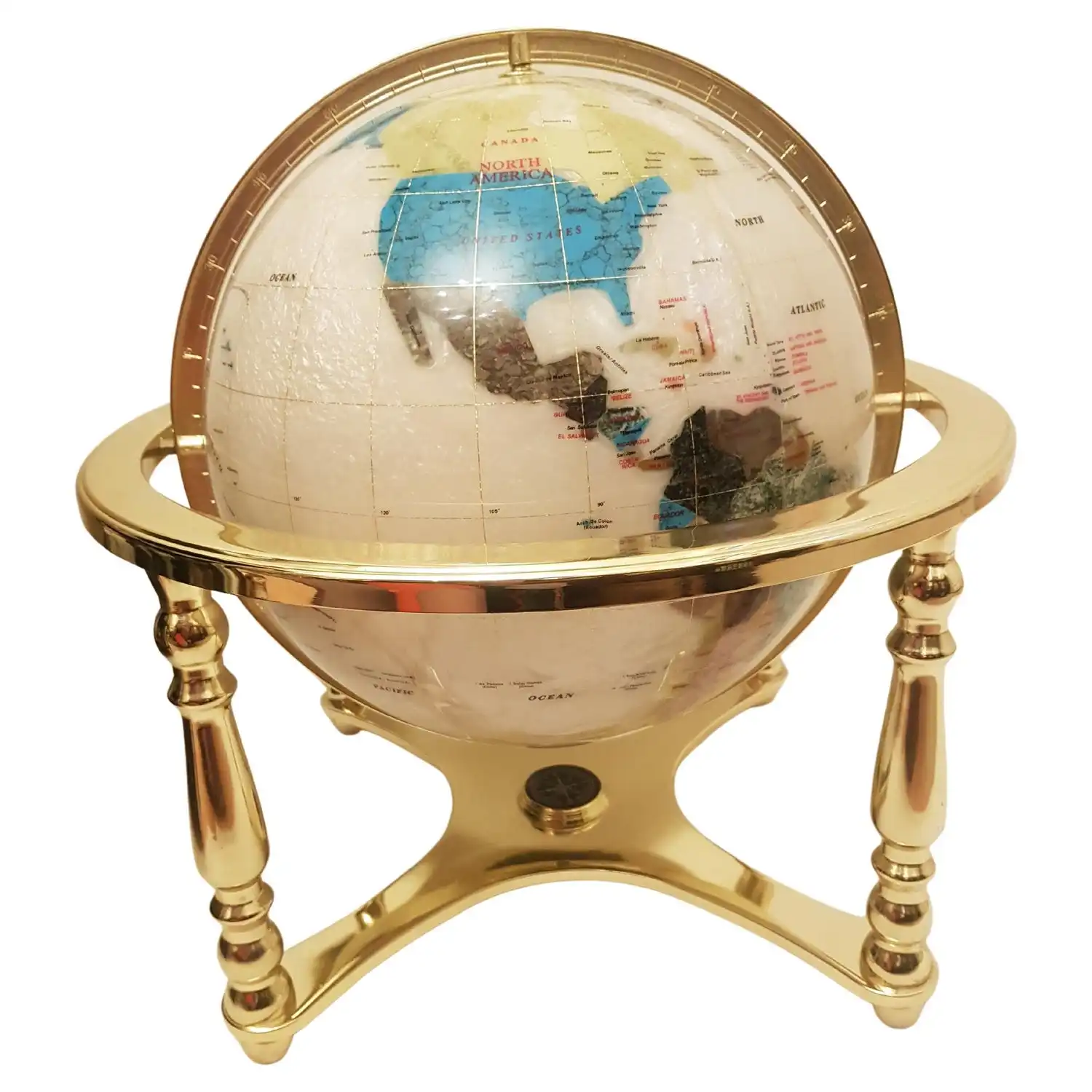 Terrestrial World Globe Earth Rotating World Map Table top Marine Globe World Globe for Educational Art with brass stand