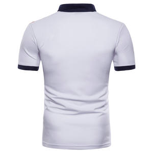 เสื้อโปโลผู้ชายผ้าฝ้าย100% ลายทางสีทึบเสื้อเจอร์ซีย์แขนสั้นแฟชั่นกันยับ - Product Image 2