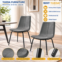 Chaise de salle à manger d'hôtel, aspect cuir gris, siège rembourré, pieds en métal noir, mobilier de restauration, vente en gros, OEM, ODM